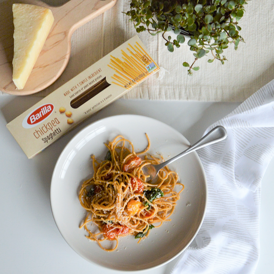 Chickpea Spaghetti with Cherry Tomatoes & Parmesan featuring Barilla